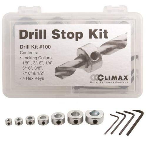 Climax Metal Drill KIT #100, Drill Stop Collar Kit and Hex Keys (Pack of 10 pcs)