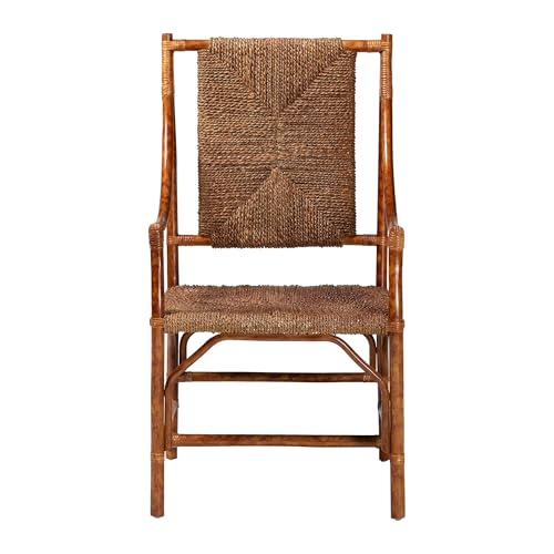Bali & pari Ramos Marbled Tortoise Natural Rattan and Seagrass Armchair - Handwoven Wicker Chair, Rustic Boho Accent Seating for Living Room or Lounge by bali & pari - Used condition - Image 2