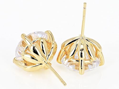 JTV 18K Yellow Gold Over Sterling Silver CZ Stud Earrings – Faux Diamond Earrings for Women – Classic, Elegant & Gift-Ready Jewelry, (7.76 ctw)3