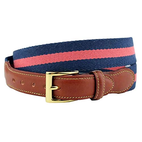 COUNTRY CLUB PREP Looks Good with Everything Leather Tab Surcingle Stripe Belt Navy/Nantucket Red