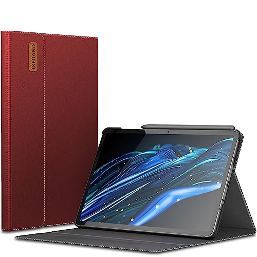 INFILAND Case for Samsung Galaxy Tab S10 Lite/10 FE/ S9 FE 5G 10.9 Inch/Tab S9 11 Inch, Ultra Slim Multi-Angle Cover with S Pen Holder [Auto Wake/Sleep], Red