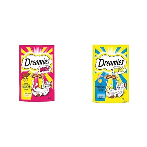 Dreamies Seti | Kuru Sığırlı ve Peynirli, 60 G x2 + Kuru Somonlu ve Peynirli, 60 G x2