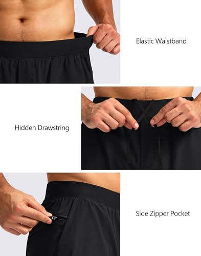 Soothfeel Shorts de corrida masculino 2 em 1 com 4 bolsos, 12,7 cm, secagem rápida, academia, treino