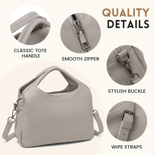 Bolso mediano de cuero genuino para mujer con correa desmontable miniatura 4
