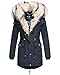 Produktbild Navahoo Sweety Damen Jacke Mantel Parka Blogger Trend Mega Doppel Kunstfell (S, Navy)