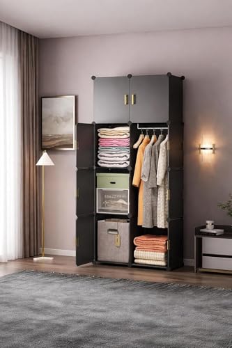 Image of Mevigo Plastic Wardrobe for Kids & Baby | 8-Door Cupboard for Clothes | Almirah for Kids Clothes | Collapsible Baby Wardrobe | Cupboard Storage Rack for Toys Books | Bedroom -Grey