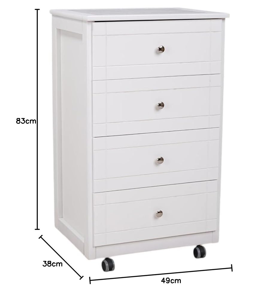 Liberoshopping Giada Carrello da Cucina Cassettiera con Ruote e Piano Mattonelle in Ceramica per Casa Giardino Laccato Bianco
