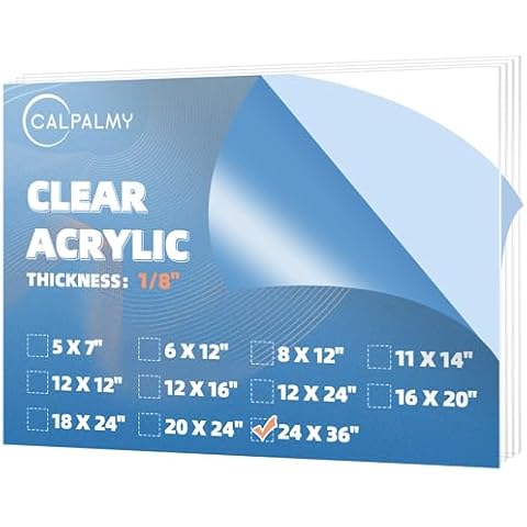 CALPALMY (2 Pack) 1/8" Thick Clear Acrylic Sheets - 24" x 36" Pre-Cut Plexiglass Sheets for Craft Projects, Signs, Display Cases, Sneeze Guard and More - Cut with Engraver, Power Saw or Hand Tools Cover