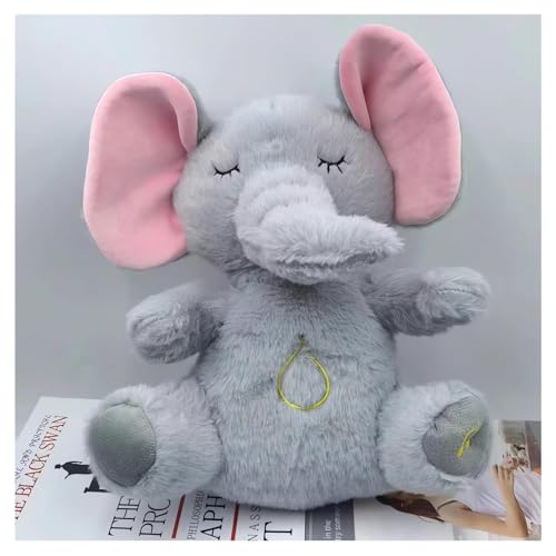 Image of Relief Koala Breathing Stuffed Toy, Anxiety Relief Plush Breathing Animal, Sleeping Koala Plush Breathing with Musical Lights & Rhythmic Breathing Motion (B-Elephant)