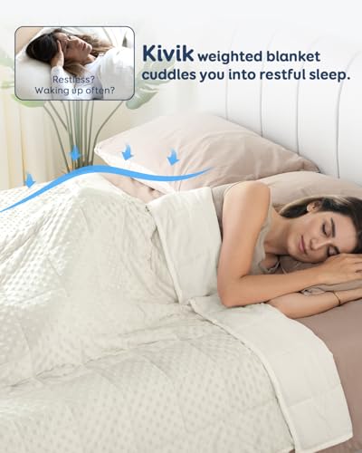 Image of Kivik Washable Weighted Blanket for Adults, 12 lbs Weight Heavy Throw Blankets, Ultra Soft Cooling Minky Weighted Comforter, Sleep Calm Gifts for Woman Men, 48 inchx72 inch Twin Size, 12 Pounds, White