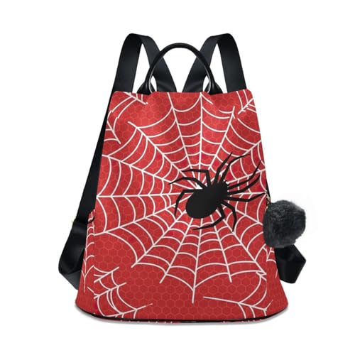 Sac à dos femme araignées noires au design contrasté et grand pompon