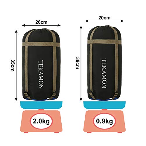 TEKAMON Schlafsack Winter Outdoor, Camping und Trekking, Mumieschlafsack für 3-4 Jahreszeiten, 400g/㎡ Winterschlafsack, Kleines Packmaß & Ultraleicht Schlafsack,für Erwachsene grün 220 * 85 * 55cm - Image 6
