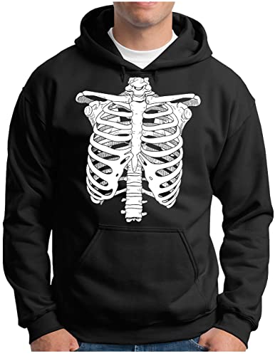 Sweat à capuche squelette OM3 streetwear homme pull noir pour soirée