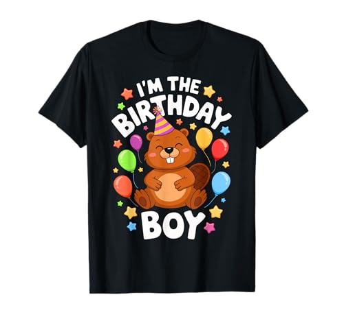 Divertida fiesta de cumpleaños con temática animal de Beaver I'm the Birthday Boy Camiseta