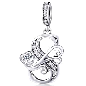 Silver Letter Charm Fit for Pandora Charms Bracelet Alphabet Initial Dangle Charms Beads Jewelry Gifts for Women