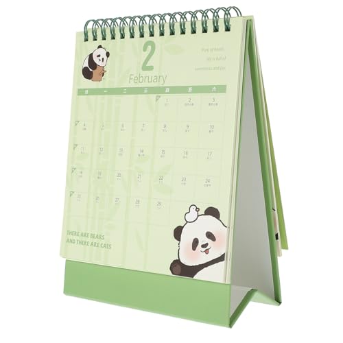 FOYTOKI 年パンダ柄卓上カレンダー かわいい卓上スタンドカレンダー 紙製リング式めくりプ 家 オフィス用月間プランナー