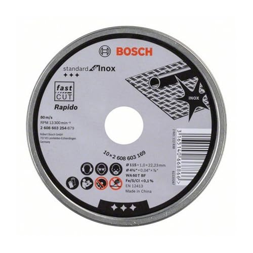 Bosch 2608603254 Standard For Inox Rapido Straight Cutting Discs 115 X 22 X 1Mm
