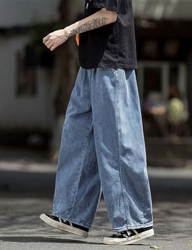COOLMONAR Men's Loose Fit Baggy Jeans Casual Streetwear Wide Leg Oversized Denim Pants4