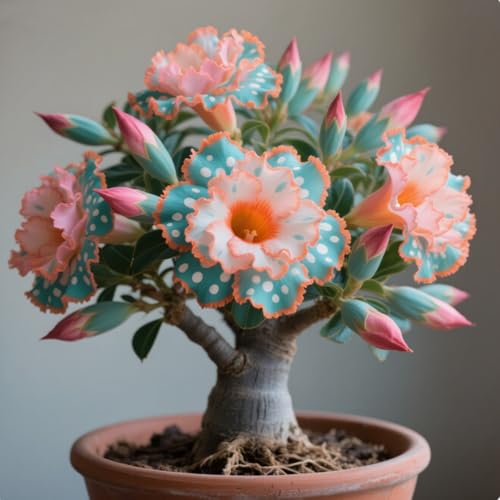 Exquisita rosa del desierto, adecuada para plantar al aire libre, resistente al frío, de rápido crecimiento, apto para principiantes.-2 rizomas-c