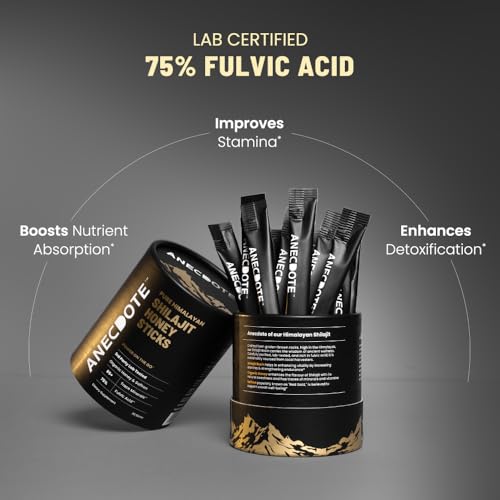 Image of Anecdote Pure Himalayan Shilajit Honey Sticks with Organic Honey & Saffron | Boosts Stamina | Supports Immunity | 75% Fulvic Acid, 85+ Trace Minerals | No Added Sugar | 30 Sticks