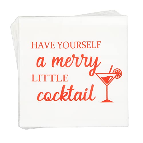 Have Yourself A Merry Little Cocktail Napkins,Christmas Holiday Napkins,Christmas Cocktail Napkins,Christmas Party Decorations,Christmas Holiday Decorations,Christmas Gift Supplies(5 X 5 In, 30-Pack) #TOP14