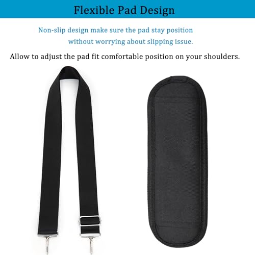 Image of Duffle Bag Strap Replacement, 59 inch Universal Replacement Laptop Shoulder Strap Luggage Adjustable Comfortable Non-Slip Fit Padded with Metal Hooks for Briefcase Computer Messenger Bag Laptop