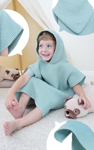 Image of BANGSAUR Hooded Poncho Towel for Toddlers Babies Cotton Lightweight Cover-up Bath Beach Changing Towels, 2-5 Years,Yellow,23.6in