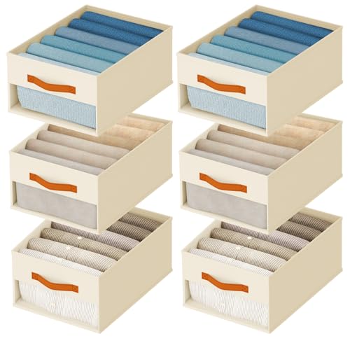 Homsorout Drawer Organizers and Storage - 6 Pack Foldable Pants Organizer with Clear Window...