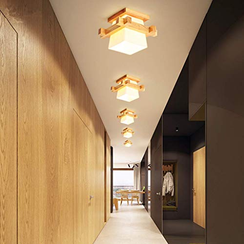Plafonnier Couloir LED E27 en Bois - Solution Éclairage Durable pour Entrée Maison - 5