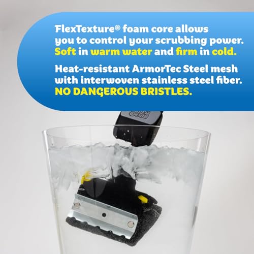 Scrub Daddy BBQ Daddy + Refill Heads - BBQ Cleaning Brush with Scraper & Bottle Opener, Barbeque Grill Cleaner, Wire Bristle Free, Barbecue Cleaner Brushes, High-Tech Cleaning Accessories for Men