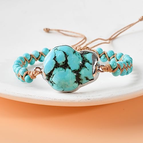 Image of YGLINE Natural Stone Bracelet 5 Wraps Bracelet Handmade Blue Color Boho Bracelet for Women Bracelet