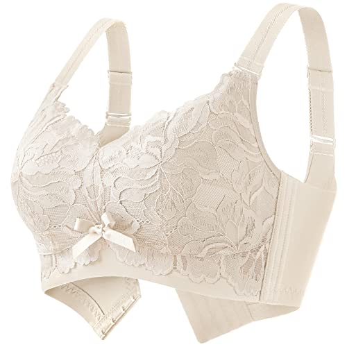 Wirefree Lifting Thin Sexy lace Comfort extralift Full Figure Unpadded Wireless Full Coverage Minimizer Push up Lined no Wire Soft Latex Cup Bra Beige 36DDD 36 DDD