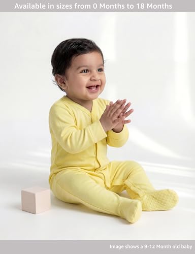 Image of Amazon Brand - Symbol Unisex 100% Cotton Full Sleeve Baby Sleepsuits (Available in Pack of 3 & 6)