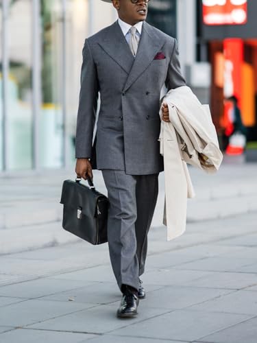 2 Piece Men's Suits Casual Double Breasted Blazer Pants Business Suit Formal Tuxedo for Wedding Party Prom Dinner2