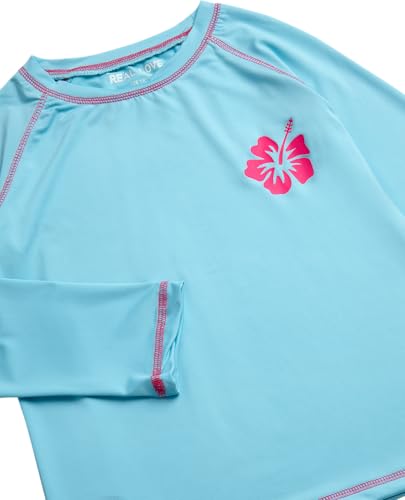 Image of Real Love Toddler Girls Rash Guard - Quick Dry Sun Protection Girls Swim Shirt Long Sleeve Rash Guard Kids Swim Top (2T-16)