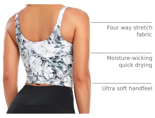Image of Oalka Sports Bra Womens Longline Padded Crop Yoga Tank Tops