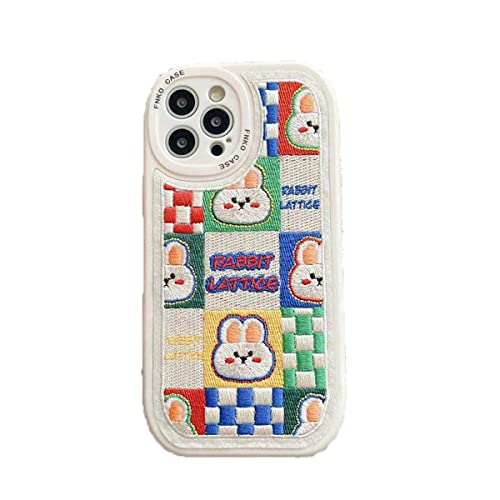 Amazon.co.jp: iphone12 ケース 刺繍 韓国 うさぎ チェック