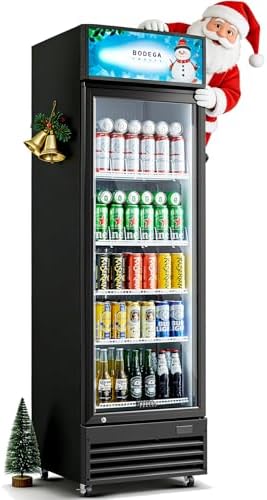 BODEGACOOLER Commercial Beverage Refrigerator, 12.5 Cu. Ft Black Commercial Merchandiser Refrigerator, LED Light/Adjustable Shelves,Upright Large Display Refrigerator For kitchen/Office/Home/Garage.