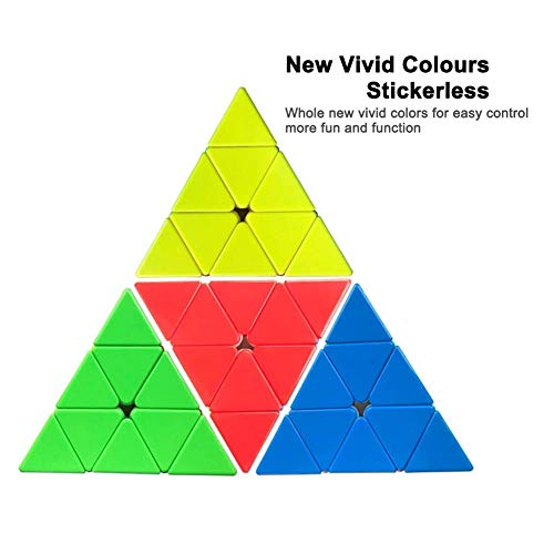 Image of Magic Cube Smoothly Stickerless High Speed for Kids - Speedy Stress Buster Brainstorming Puzzle Game, Mind Games for 14 Years and Up - Multi (Pyramid 3x3)