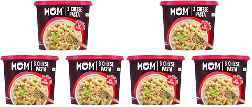 Image of MOM - Meal of the Moment, 3 Cheese Pasta, 65 / 74g (Pack of 6) - Ready to eat | No added Preservatives | Instant Meals | 100% durum wheat