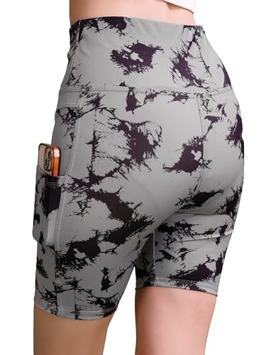 Image of High Waist Sports Activewear Printed Shorts for Women Ideal for Gym and Yoga or Cycling with Side Pocket, Stretchable, Flexible, Slim Fit