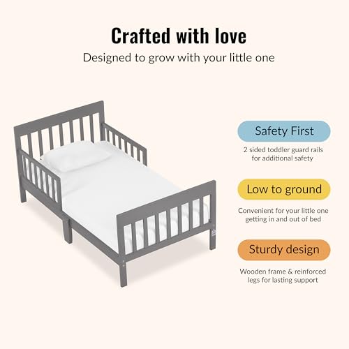 Image of Dream On Me Finn Toddler Bed, GREENGUARD Gold, Pinewood, Steel Grey