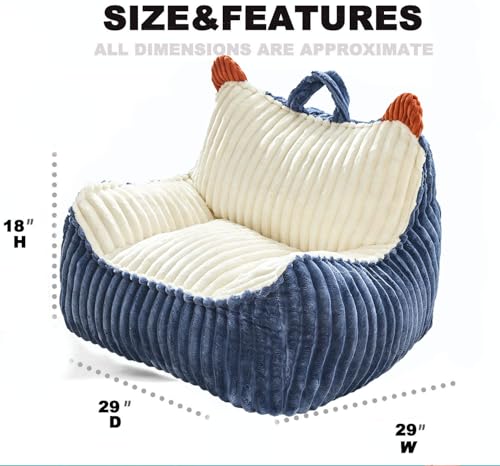 Image of Kisoy Bean Bag Chair, Bean Bag Sofa with Memory Foam Filler for Boys and Girls Soft Faux Fur Fabric Floor Chair for Gaming, Reading Relaxing,Blue