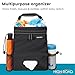 High Road Car Organizer with Car Trash Bin and Tissue Holder - Holds Full Size Tissue Box, Bottles and Wipe Containers - 2 Gal Leakproof Covered Trash Can with Push-Close Lid