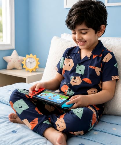 Image of 3BROS Unisex Pure Cotton Short Sleeve Kids Night Dress for Boys & Girls Nightwear /Sleepsuit /Sleepwear /Loungewear Night Suit for Boys and Girls Top and Pyjama Combo Set