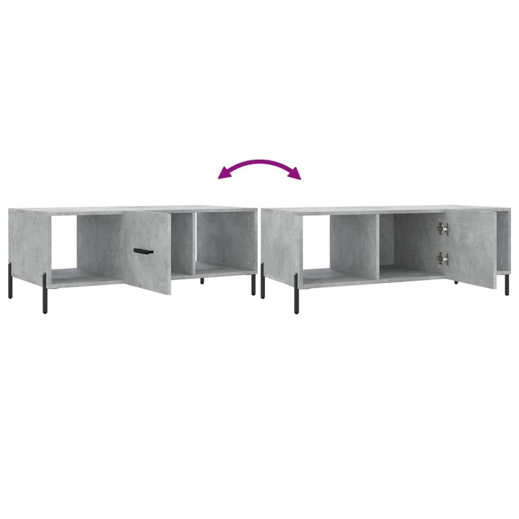Couchtisch Betongrau Moderner Beistelltisch 102x50x40 cm mit Stauraum Wohnzimmer Möbel Holzwerkstoff Eisenbeine Stylisches Wohnaccessoire für Esszimmer