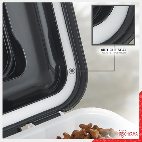 Iris Ohyama Hundefutter Aufbewahrung mit Rollen, 20L/7.5kg, Schwarz, Luftdichte Futterbox, Trockenfutter, Futterbehälter, Für Hunde, Katzen, Tierfutterbehälter, Schaufel, BPA-frei, Futtertonne, ATS-M