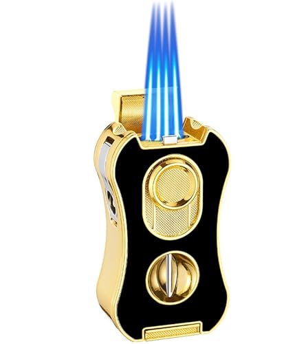 Encendedor a prueba de viento con llama ajustable dorado miniatura 1