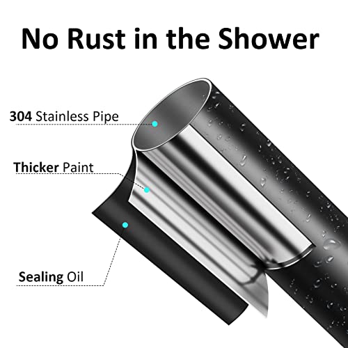 Black Shower Curtain Rod 42-60 Inch Adjustable Stainless Steel Tension Curtain Rod for Bathroom Windows No Drill - Thumbnail 4