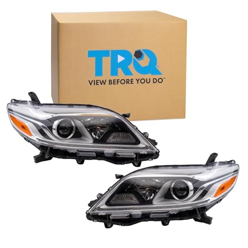 Image of TRQ 2 Piece Headlight Assembly Set Halogen Driver & Passenger Side Compatible with Toyota Sienna Limited XLE 2015-2020 Sienna XLE Premium 2018-2020 With LED Daytime Running Lights TO2502230 TO2503230